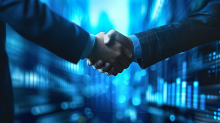 Close-up of businessmen shaking hands, doing business, mergers and acquisitions. Joint venture concept. Business or investment.