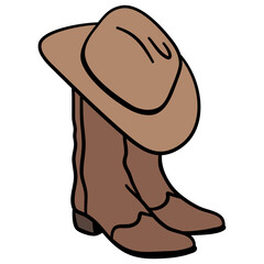 Obraz premium Cowboy Boots with Hat