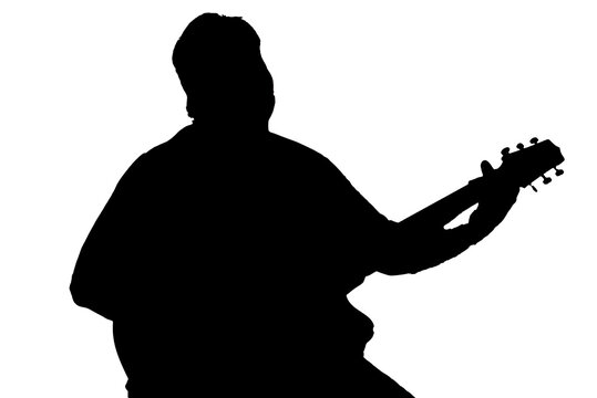 man playing guitar silhouette illustration mockup vector image