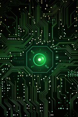 Computer technology vector illustration with green circuit board background pattern