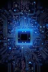 Computer technology vector illustration with indigo circuit board background pattern