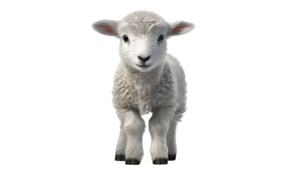 Cute lamb isolated on a transparent background.