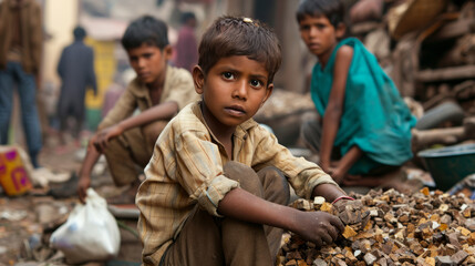 Child labour as a problem - obrazy, fototapety, plakaty