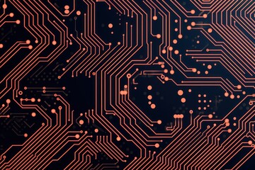Computer technology vector illustration with peach circuit board background pattern