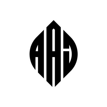 AAJ circle letter logo design with circle and ellipse shape. AAJ ellipse letters with typographic style. The three initials form a circle logo. AAJ Circle Emblem Abstract Monogram Letter Mark Vector.