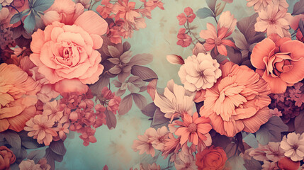 Florals background in vintage style 