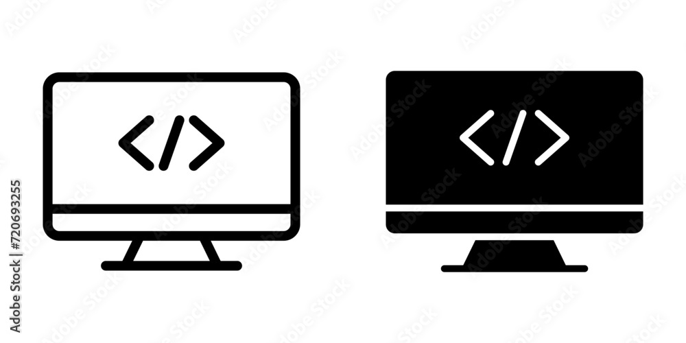 Aufkleber computer icon, code sign. for mobile concept and web design. vector illustration