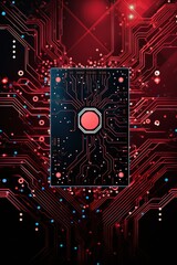 Computer technology vector illustration with ruby circuit board background pattern 