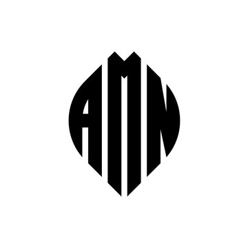 AMN circle letter logo design with circle and ellipse shape. AMN ellipse letters with typographic style. The three initials form a circle logo. AMN Circle Emblem Abstract Monogram Letter Mark Vector.