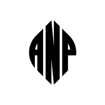 ANP circle letter logo design with circle and ellipse shape. ANP ellipse letters with typographic style. The three initials form a circle logo. ANP Circle Emblem Abstract Monogram Letter Mark Vector.