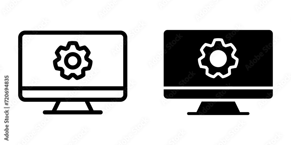 Poster computer icon, setting sign. for mobile concept and web design. vector illustration