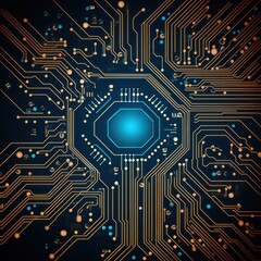 Computer technology vector illustration with sapphire circuit board background pattern