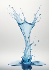 Watercolor Illustration Of A Clear Water Splash Isolated On White Background
