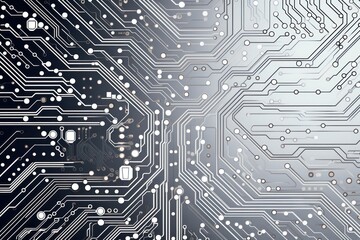 Computer technology vector illustration with silver circuit board