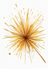 Watercolor Illustration Of A Golden Firework Texture Isolated On White Background