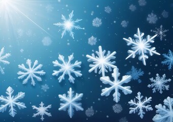 Fototapeta na wymiar Childrens Illustration Of Flurry Of Snowflakes: Radiant 3D Illustration Showcasing Falling Festive Snow Crystals
