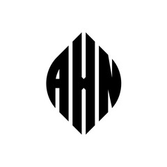 AXN circle letter logo design with circle and ellipse shape. AXN ellipse letters with typographic style. The three initials form a circle logo. AXN Circle Emblem Abstract Monogram Letter Mark Vector.
