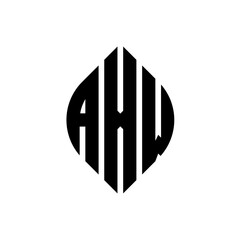 AXW circle letter logo design with circle and ellipse shape. AXW ellipse letters with typographic style. The three initials form a circle logo. AXW Circle Emblem Abstract Monogram Letter Mark Vector.