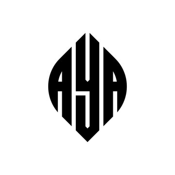 AYA circle letter logo design with circle and ellipse shape. AYA ellipse letters with typographic style. The three initials form a circle logo. AYA Circle Emblem Abstract Monogram Letter Mark Vector.
