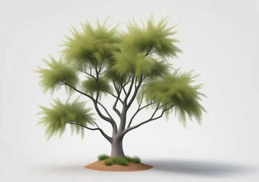 Childrens Illustration Of 3D Illustration Of Salix Caprea Tree Isolated White Background
