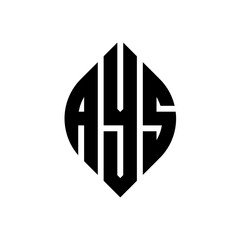 AYS circle letter logo design with circle and ellipse shape. AYS ellipse letters with typographic style. The three initials form a circle logo. AYS Circle Emblem Abstract Monogram Letter Mark Vector.