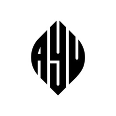 AYV circle letter logo design with circle and ellipse shape. AYV ellipse letters with typographic style. The three initials form a circle logo. AYV Circle Emblem Abstract Monogram Letter Mark Vector.