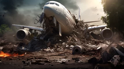 Rolgordijnen airplane in flight crash © deniew