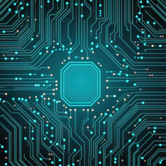 Computer technology vector illustration with turquoise circuit board background pattern