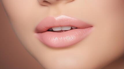 Obraz premium Sexy lips. woman's face. sexy glossy lips. beautiful lip makeup.Lipstick and lipgloss.passionate lips