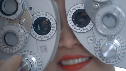 Check for eye problems in an eyeglass shop.