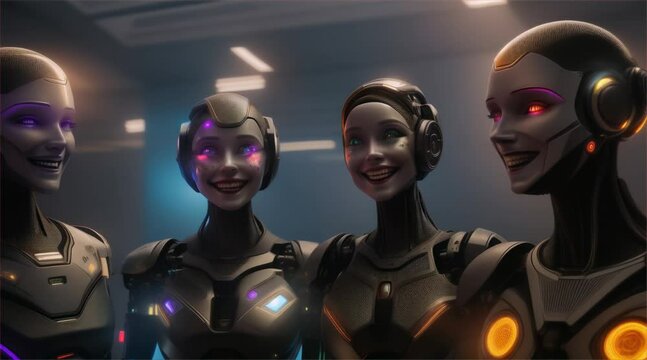 ai robots giggling and laughing,superiority over people