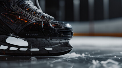 Close up of ice hockey skates