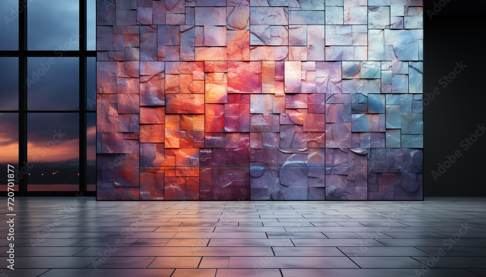 Poster modern architecture with vibrant colors creates a futuristic backdrop generated by ai