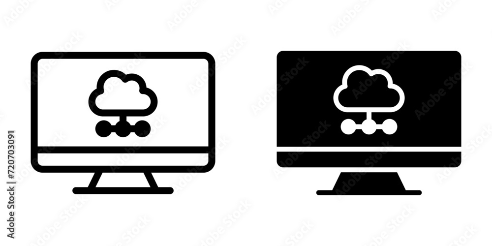 Poster computer icon. cloud computing sign. for mobile concept and web design. vector illustration