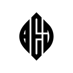Obraz premium BEJ circle letter logo design with circle and ellipse shape. BEJ ellipse letters with typographic style. The three initials form a circle logo. BEJ Circle Emblem Abstract Monogram Letter Mark Vector.