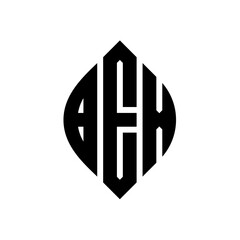 BEX circle letter logo design with circle and ellipse shape. BEX ellipse letters with typographic style. The three initials form a circle logo. BEX Circle Emblem Abstract Monogram Letter Mark Vector.