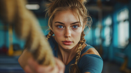 Obraz premium Woman With Braids Looking at the Camera, crossfit.
