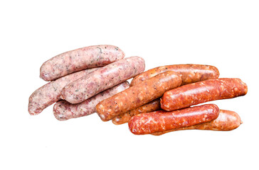 Raw homemade sausages  Isolated, Transparent background. 