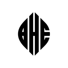 BHE circle letter logo design with circle and ellipse shape. BHE ellipse letters with typographic style. The three initials form a circle logo. BHE Circle Emblem Abstract Monogram Letter Mark Vector.