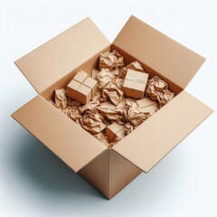 Open cardboard box isolated on white background