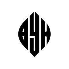 BYX circle letter logo design with circle and ellipse shape. BYX ellipse letters with typographic style. The three initials form a circle logo. BYX Circle Emblem Abstract Monogram Letter Mark Vector.
