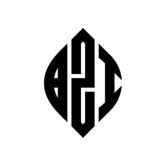 BZI circle letter logo design with circle and ellipse shape. BZI ellipse letters with typographic style. The three initials form a circle logo. BZI Circle Emblem Abstract Monogram Letter Mark Vector.