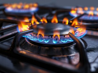 Gas stove, gas burner. Domestic gas in the kitchen.