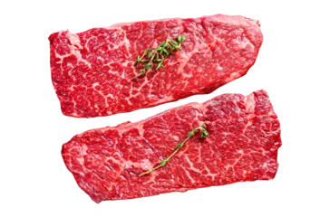  Marble beef Denver steak with herbs. Organic meat. Isolated, Transparent background.  © Vladimir