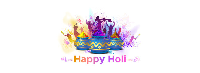 Indian traditional holi festival celebration vector background. Fun, dance, party, Creative, color explosion, colorful splash. Poster, banner, invitation, greeting card design