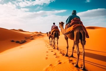 Fotobehang tourist camel caravan © Cecilia