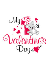 My first Valentine's day. Festive design with plush bear