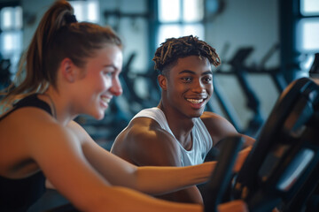 Paar im Fitnessstudio