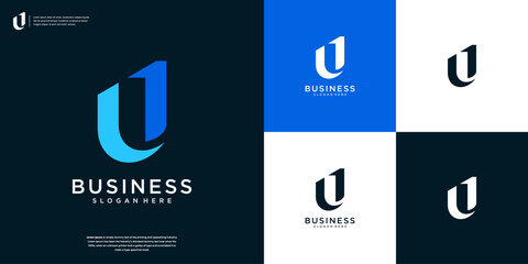 Minimalist letter U logo design template - obrazy, fototapety, plakaty