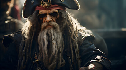 A badass pirate captain with black sunglasses